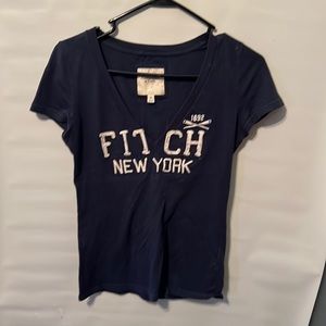 Abercrombie & Fitch Blue Embroidered Short-Sleeve Logo T-Shirt for Women Size M